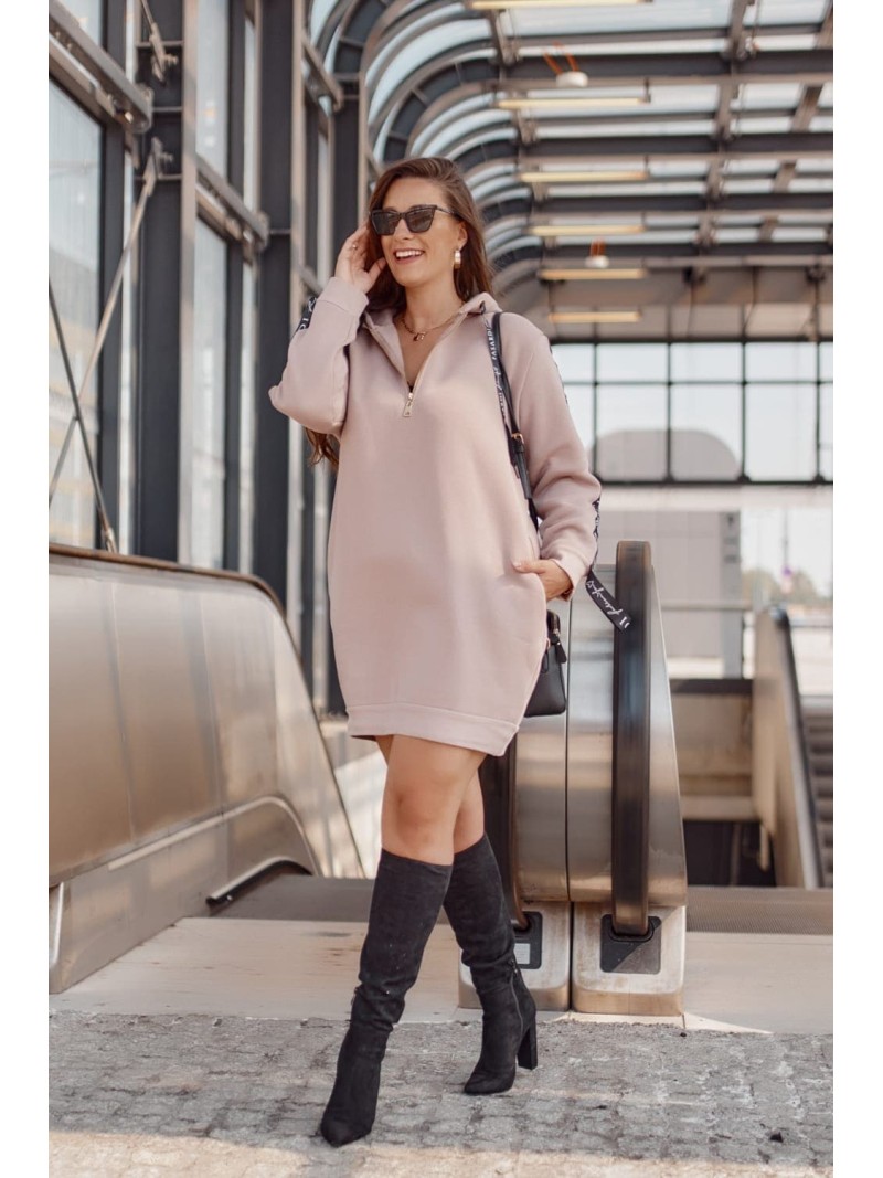 Plus Size insulated tunic with hood cappuccino FI586 - Online store - Boutique